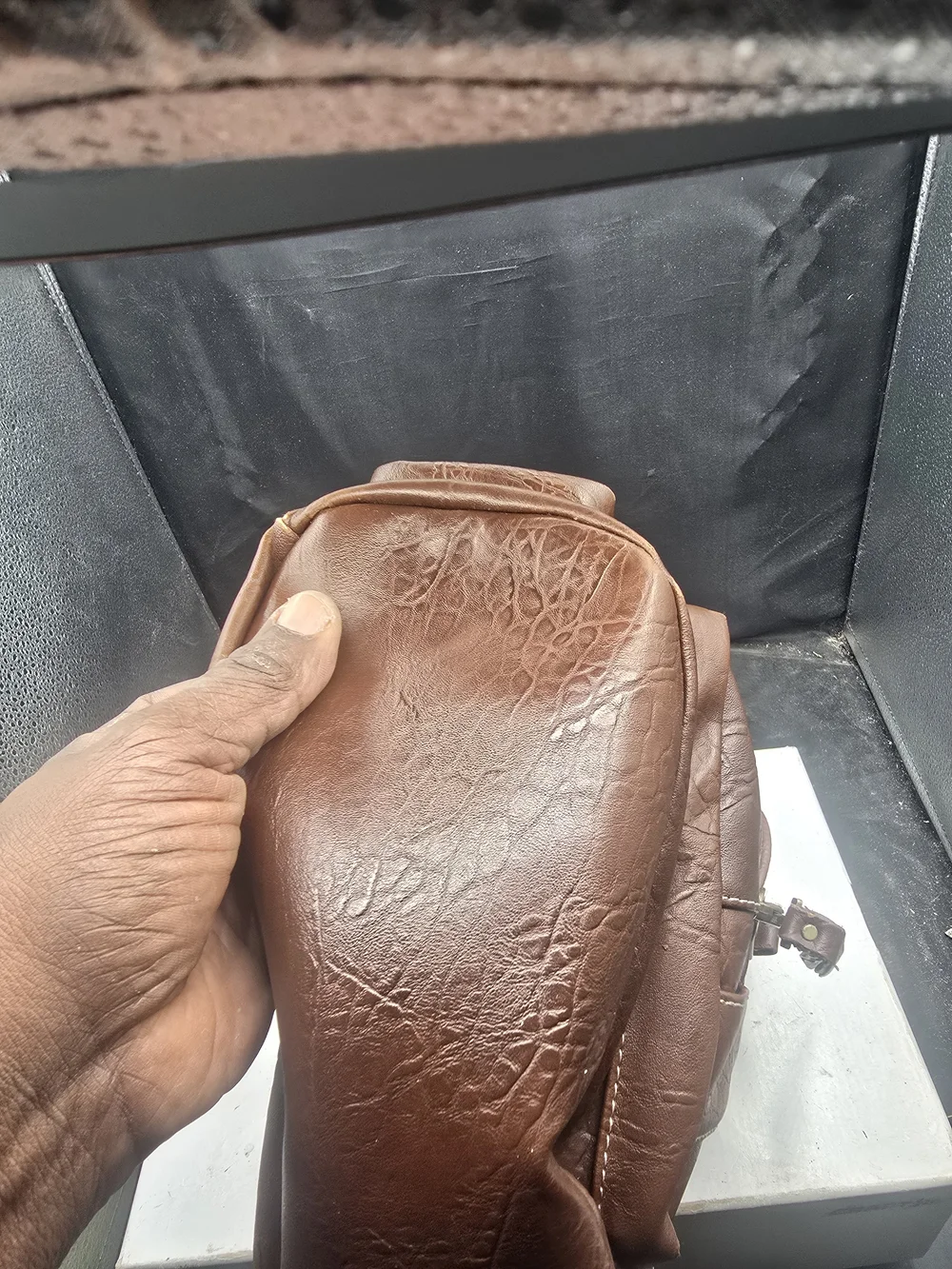 Classic Brown Faux-Leather Men's Backpack with Front Flap and Buckle